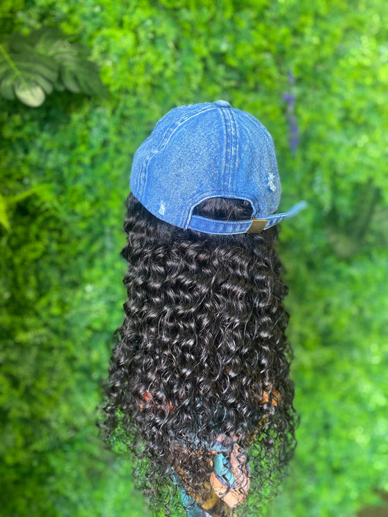 Cap wig curly natural black