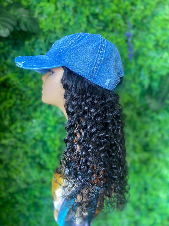 Cap wig curly natural black