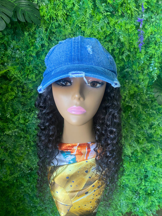 Cap wig curly natural black