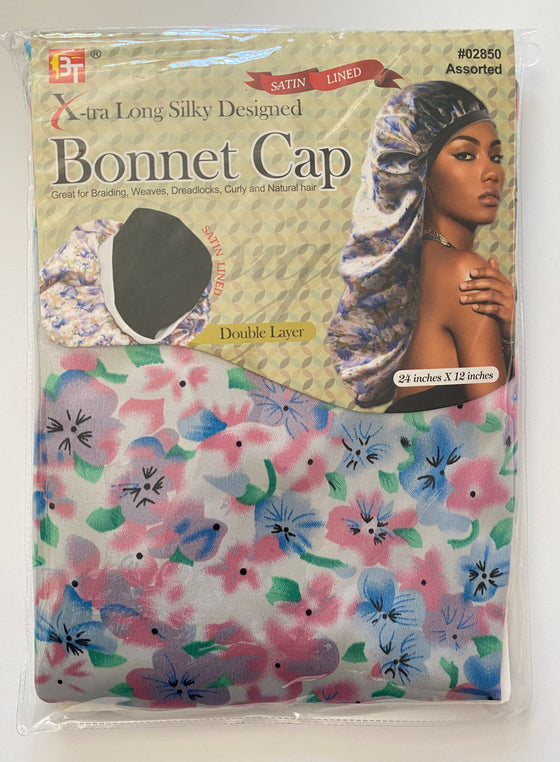 X-TRA LONG SILKY BONNET CAP  DOUBLE LAYER SATIN LINED