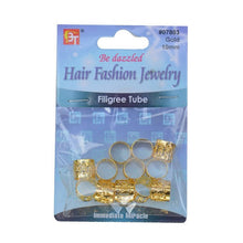  BT - Hair Fashion Jewelry - Filigree Tube - Gold 10mm Hole - HairITisBeautySupplies